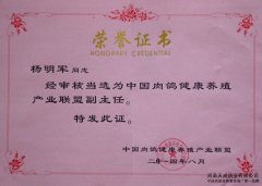 中国肉鸽健康养殖产业联盟副主任