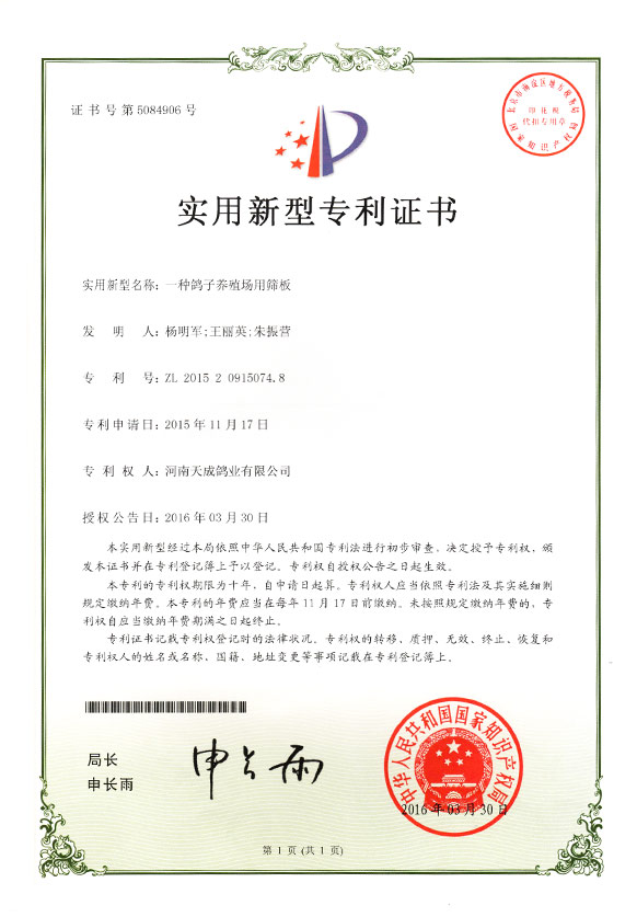 一种鸽子养殖场用筛板